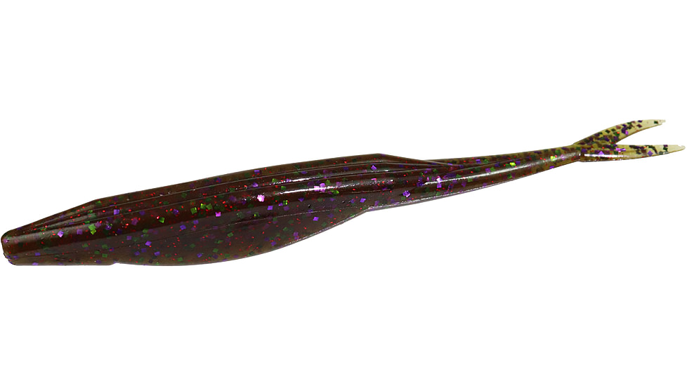 Zoom Super Fluke Baitfish Imitator, 10 Pack, 5.25in, Green Pumpkin Candy Red, 023332X