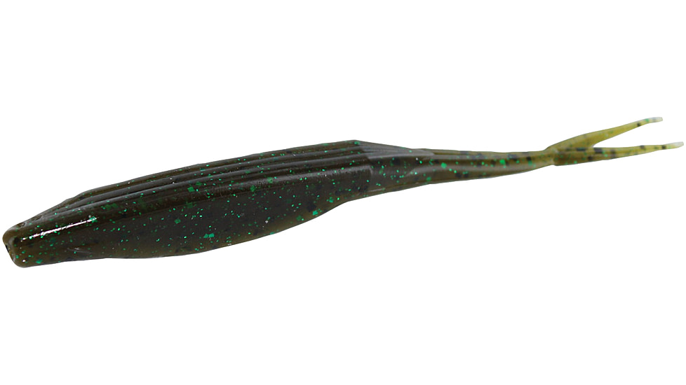 Zoom Super Fluke Baitfish Imitator, 10 Pack, 5.25in, Green Pumpkin Green, 023184X