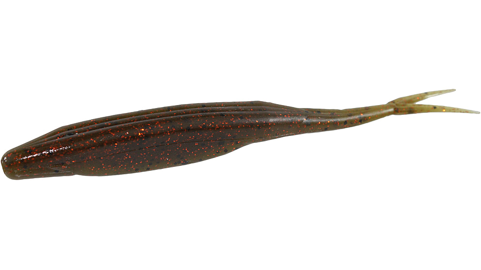 Zoom Super Fluke Baitfish Imitator, 10 Pack, 5.25in, Green Pumpkin Orange Glit, 023306X