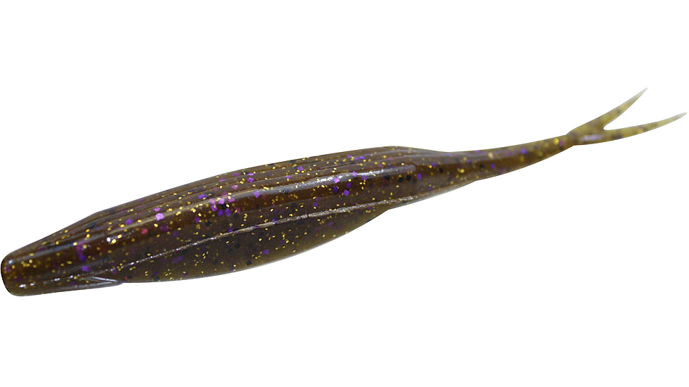 Zoom Super Fluke Baitfish Imitator, 10 Pack, 5.25in, Green Pumpkin Prp Gold, 023249X