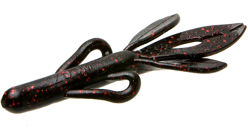 Zoom Super Hog Creature Bait, 10 Pack, 4in, Black Red Glitter, 085001X