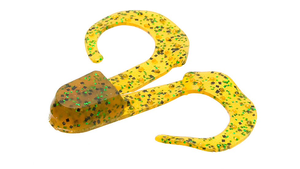 Zoom Swimmin Chunk Jig Trailer, 10 Pack, 3in, Rootbeer Pepper Green, 043097X