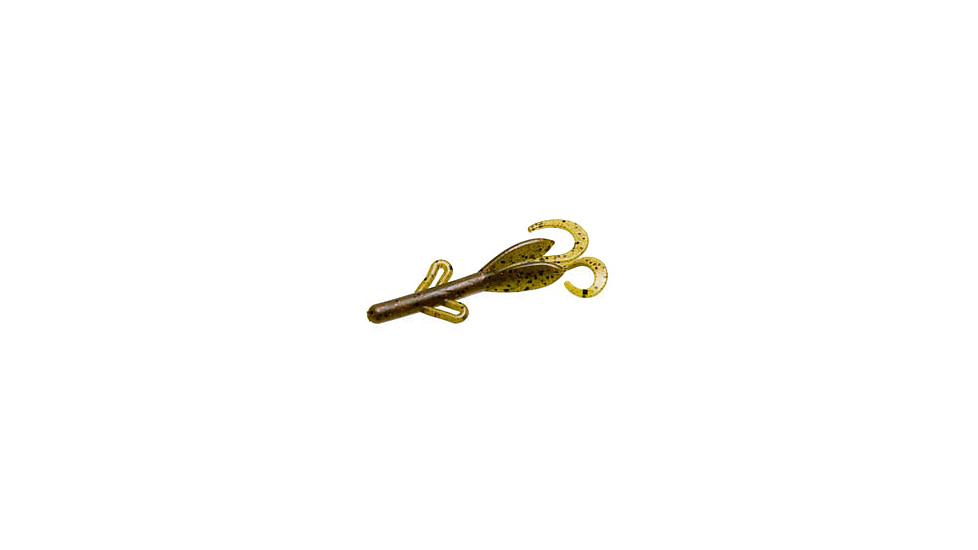 Zoom Tiny Brush Hog Mini Creature Bait, 15 Pack, 3in, Green Pumpkin Red, 55202