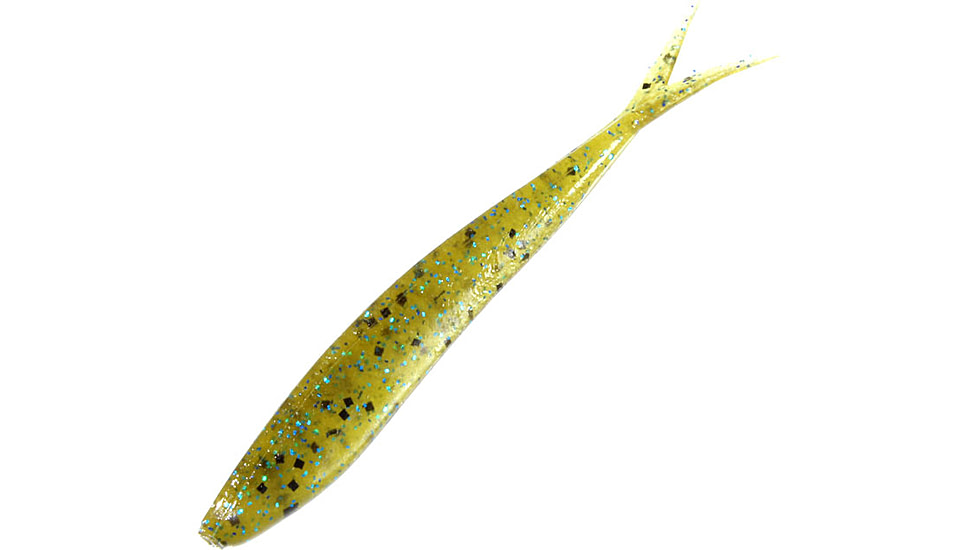 Zoom Tiny Fluke Baitfish Imitator, 20 Pack, 3in, Green Pumpkin Blue, 081239X