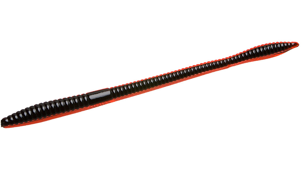 Zoom Trick Worm, 20 Pack, 6.5in, Red Black Core, 006183X