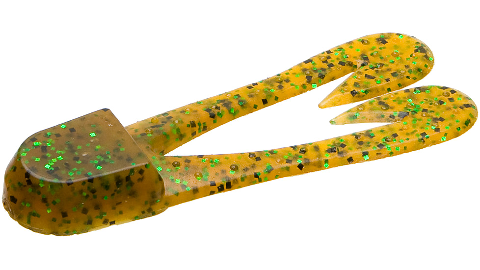 Zoom U-V Chunk Jig Trailer, 5 Pack, 3in, Rootbeer Pepper Green, 084097X