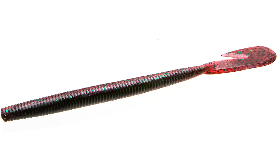 Zoom U-V Speed Worm, 15 Pack, 6in, Red Shad Green Glitter, 018201X
