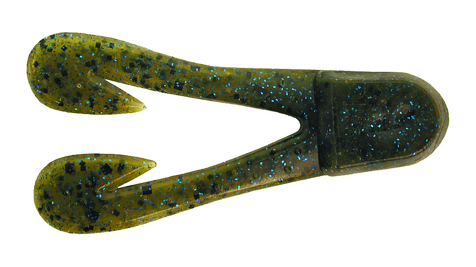 Zoom Ultra-Vibe Chunk Trailer Soft Bait, 5, 3in, Green Pumpkin-Blue, 084239-SP