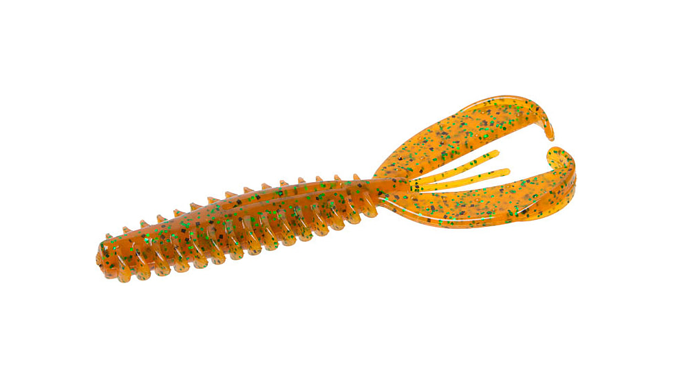 Zoom Z-Craw Jr, 8 Pack, 3.5in, Rootbeer Pepper Green, 130097