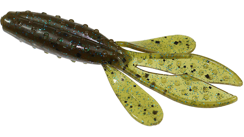 Zoom Z-Hog Jr Creature Bait, 10 Pack, 3.5in, Green Pumpkin Blue, 123239X
