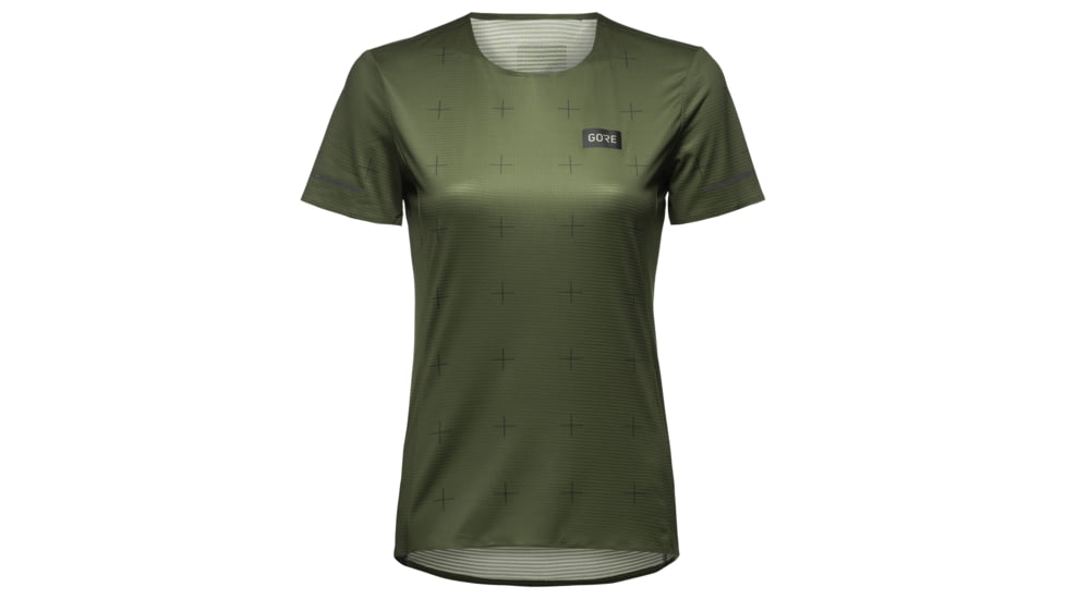 GOREWEAR Contest Daily Running Tee Womens in Utility Green Small 4-6 Slim fit 65989AA0, 100888-BH00-38