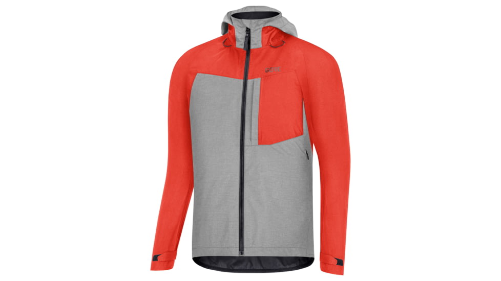 GOREWEAR Mens C5 GORE-TEX Trail Hooded Cycling Jacket in Fireball/Terra Grey XL Regular fit Waterproof F5DFEE2A, 100528-AY0R-XXL