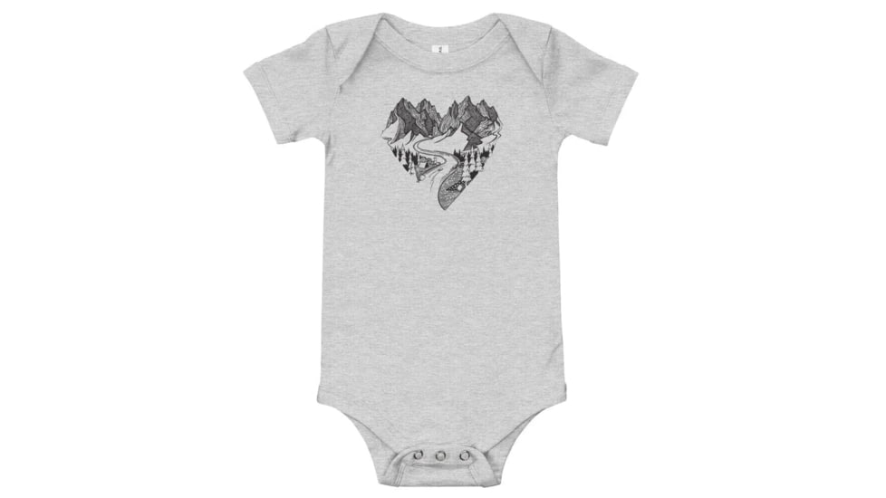 Milk X Whiskey Mountain Heart - Onesie CBD5CEC4, Dark Grey Heather, 3-6m, 91590609450