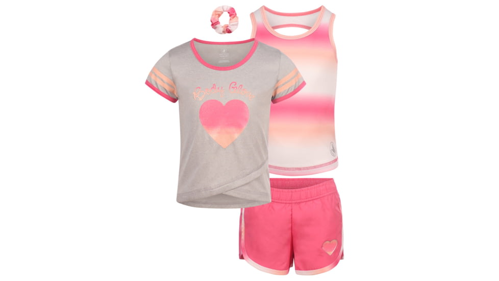 Body Glove Girls Three-Piece Gradient Heart Graphic Set 7-12 - Pink &amp; Peach 0816DF03, 7, Pink &amp; Peach, 8354BGS31-A-7