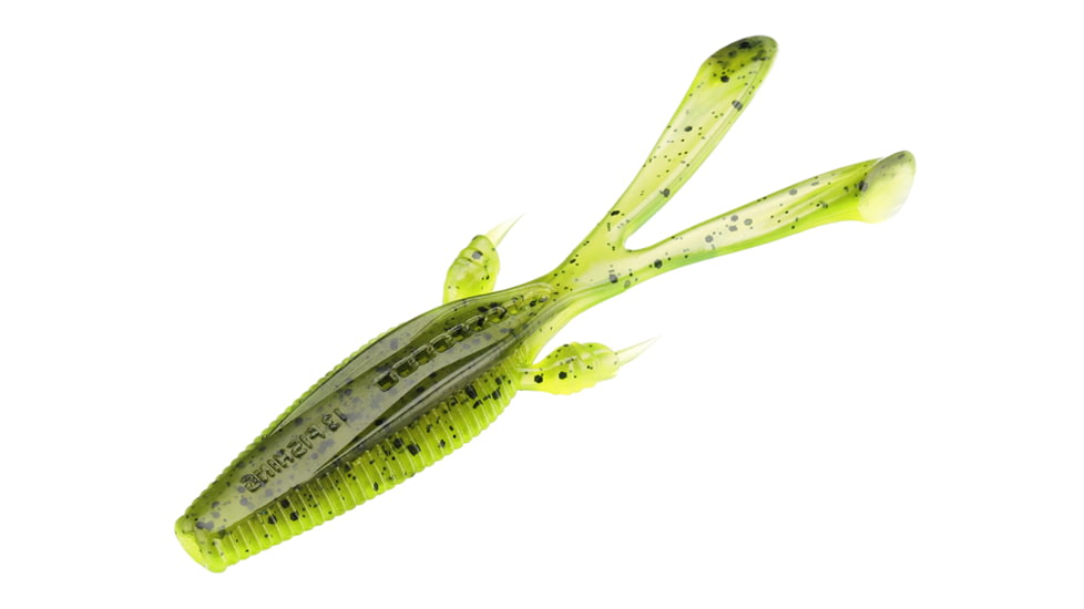 13 Fishing Invader Creature Bait feat. Rabbit Ear 4.25in, 6/Pack, Cilantro Lime, RE-IV-25