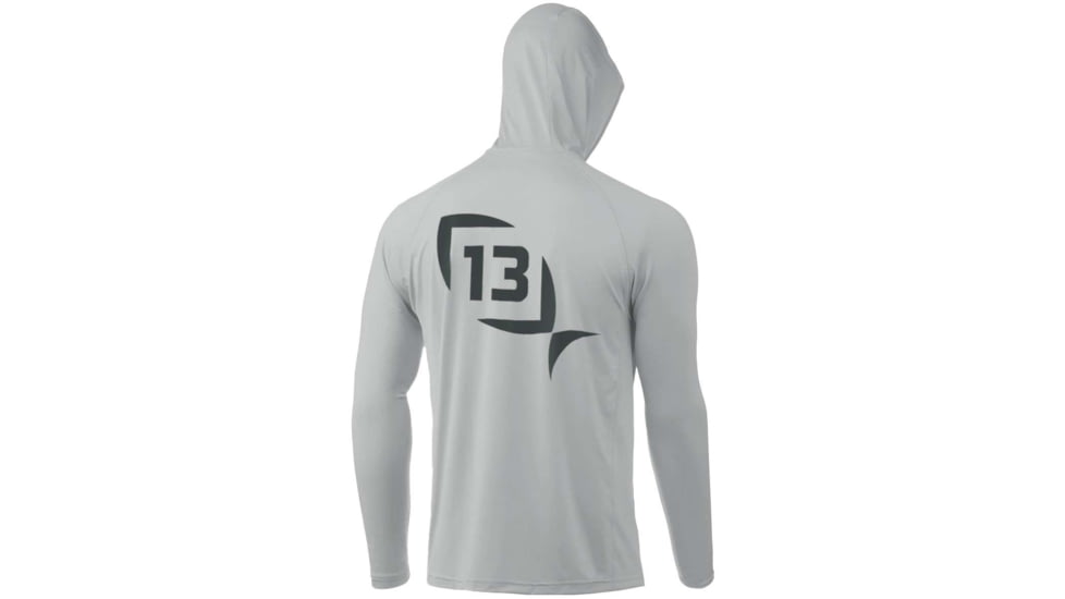 Rapala James Pond Long Sleeve Logo Performance Hooded Shirts - Men's, Gray/Black, Large, PSLS4-L