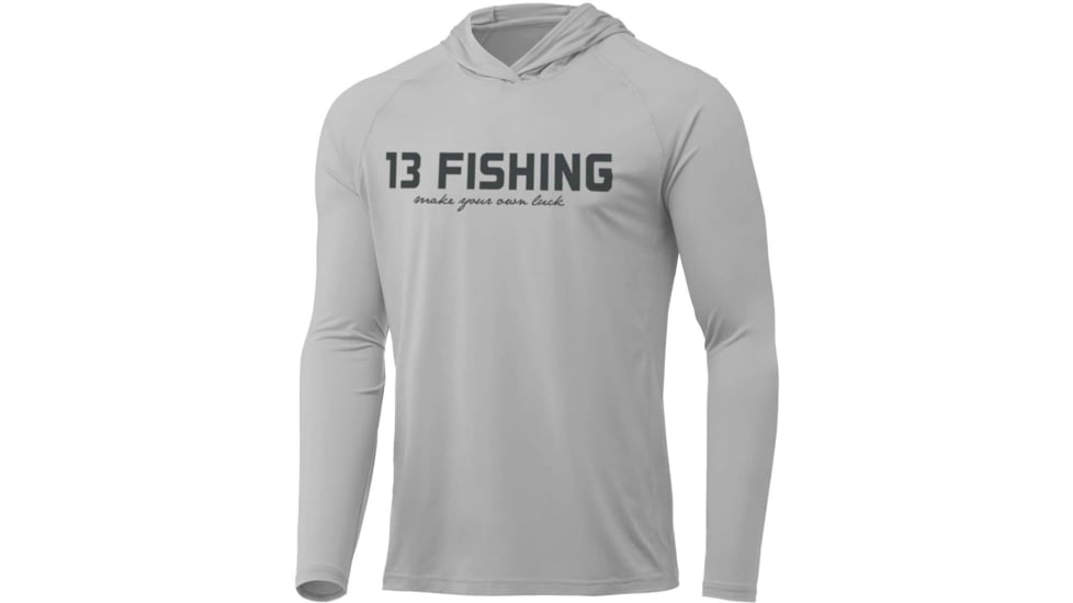 Rapala James Pond Long Sleeve Logo Performance Hooded Shirts - Men's, Gray/Black, Large, PSLS4-L