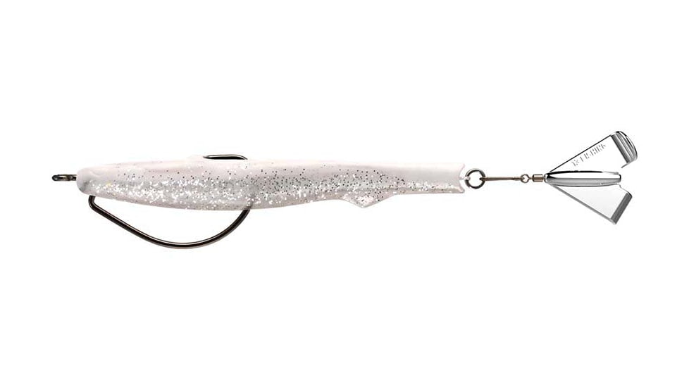 Rapala Motor Boat Swimbait Wide Gap Fishing Hook w/ Hard Rear Prop, 3/8oz, 4in, 1 Piece, Smoke and Mirrors, MBT4-6