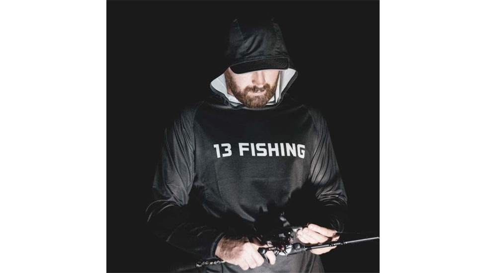 Rapala SUS Performance Long Sleeve Logo Hooded Shirts - Men's, Gray/White, Large, PSLS2-L