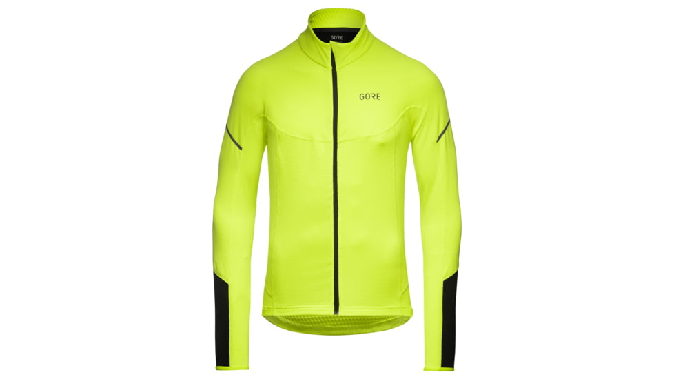 GOREWEAR Mens M Thermo Long Sleeve Zip Running Shirt in Neon Yellow/Black Small Slim fit 1EEEB118, 100529-0899-M