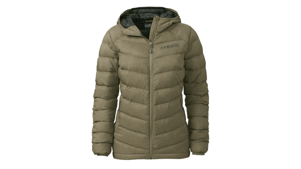 KUIU Super Down LT Hooded Hunting Jacket - Women's, Khaki, XL, Adult, Female, 7421673373854