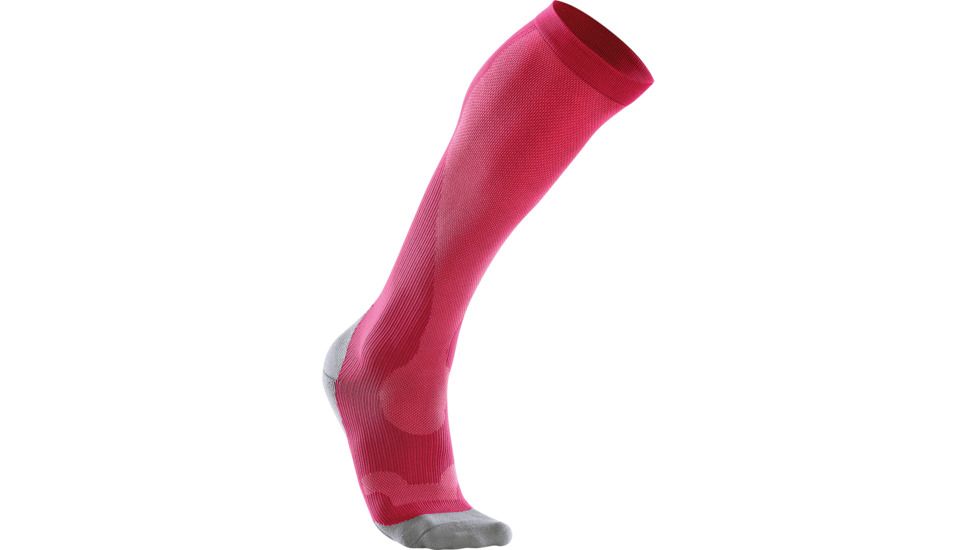 2XU Compression Performance Run Socks - Women's-Hot Pink/Grey-Small