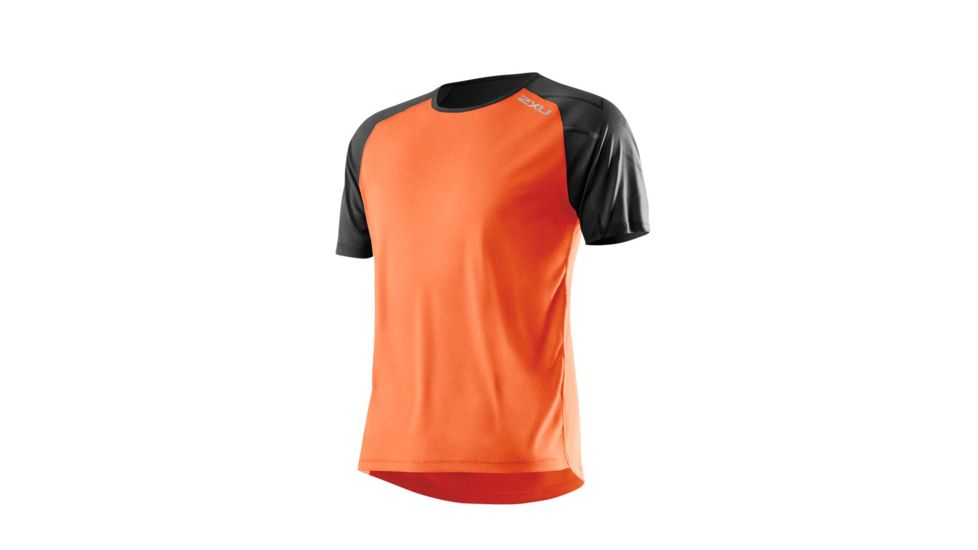 2XU Ghst Short Sleeve Top - Mens-Lotus Orange/Black-Large