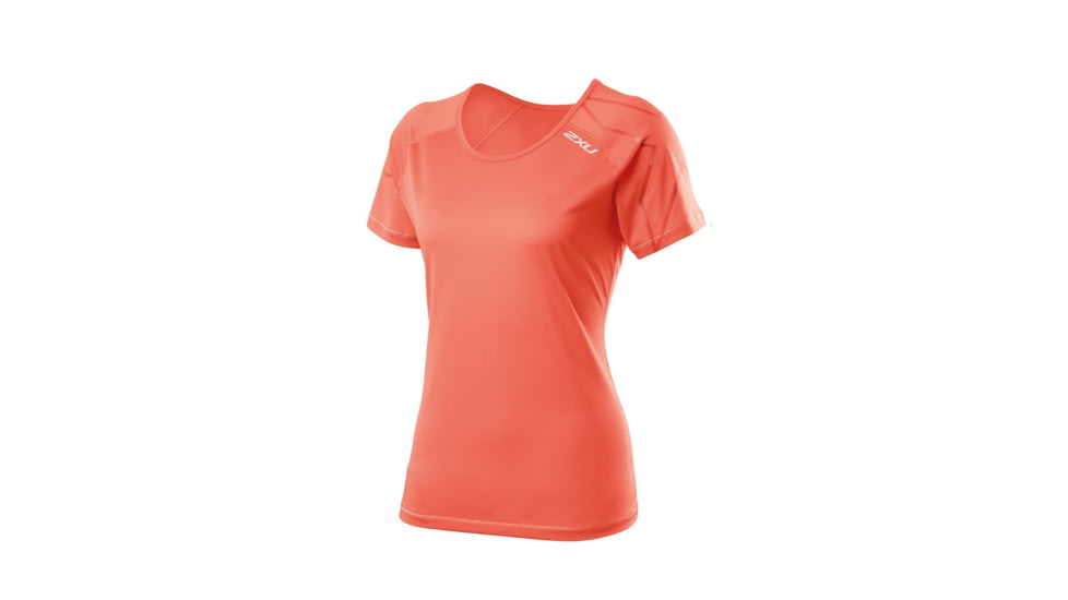 2XU Ghst Short Sleeve Top - Womens-Sunset Orange-Large