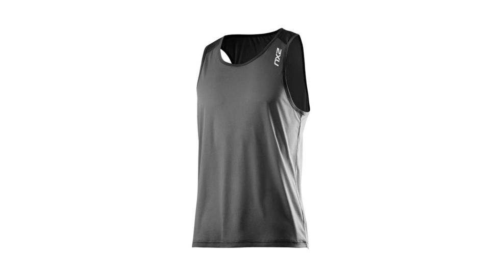 2XU Ghst Singlet - Mens-Charcoal/Black-Large