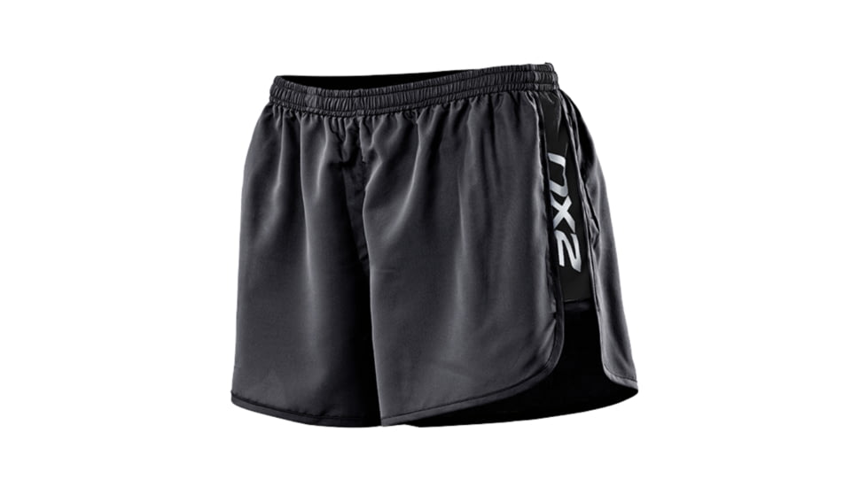 2XU Run Short - Women's-Charcoal/Neon Lime-Large