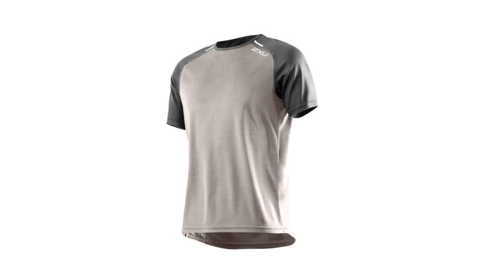 2XU Tech Short Sleeve Top - Mens-Pebble Grey/Charcoal-Large