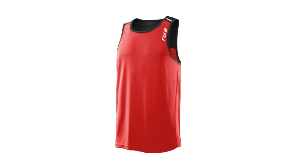 2XU Tech Singlet - Mens-Scarlet/Black-Medium