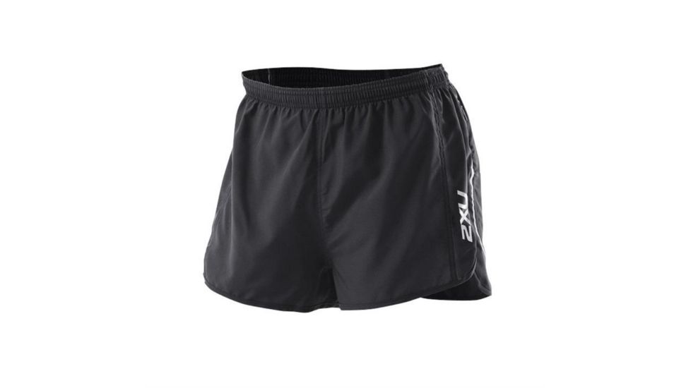 2XU Training Run Short Leg Shorts - Men's-Black/Neon Red-3 in-Medium