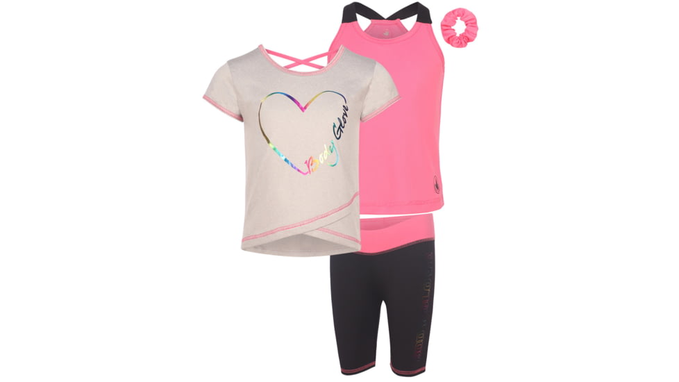 Body Glove Girls Three-Piece Foil Heart Logo Set 7-12 - Pink &amp; Black ECACB07D, 12, Pink &amp; Black, 8357BGS31-A-12