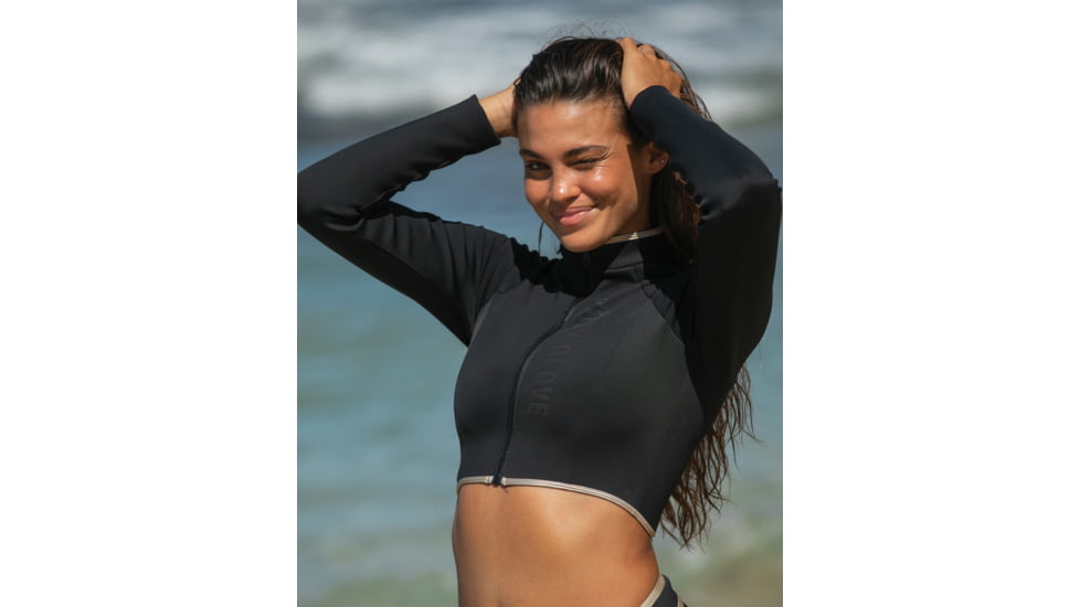 Body Glove Undersea Modern Love Crop Rashguard - Black Gold CB0DB508, XS, Black Gold, 39-636746-BlackGold-XS