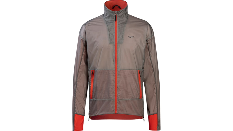 GOREWEAR Drive Running Jacket Mens in Lab Gray/Fireball Large Slim fit Windproof 32611218, 100843-BFAY-XL