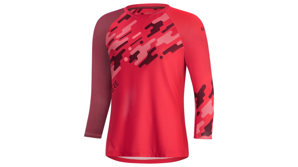 GOREWEAR C5 Womens Trail 3/4 Cycling Jersey in Hibiscus Pink/Chestnut Red Small 4-6 Regular fit Moisture Wicking 88497D9B, 100607-AKAJ-38