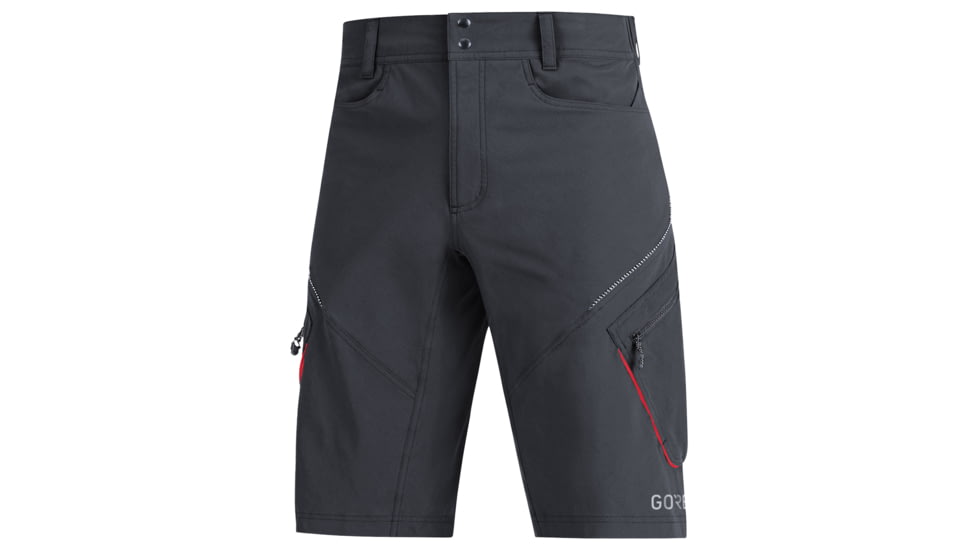 GOREWEAR Mens C3 Trail Cycling Shorts in Black/Red XS Regular fit 3C244408, 100047-9935-S
