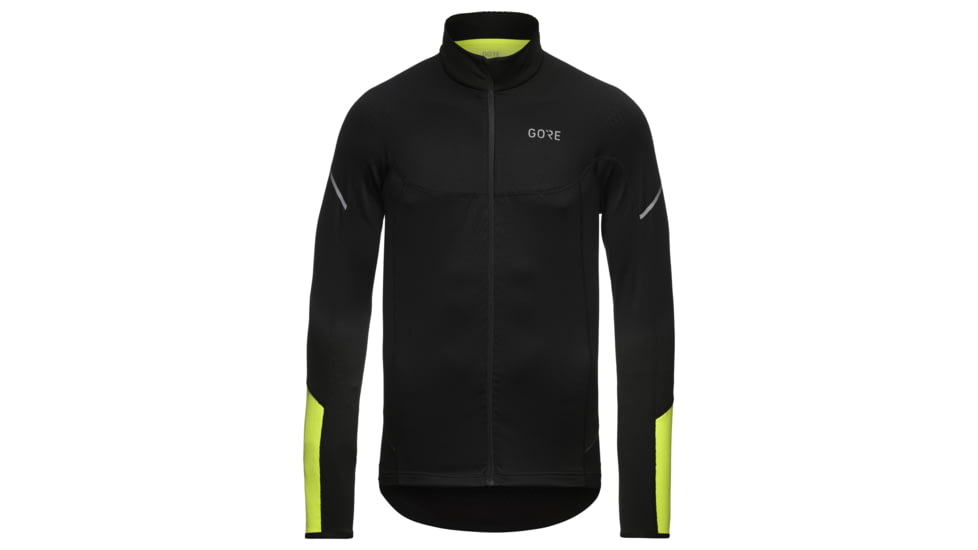GOREWEAR Mens M Thermo Long Sleeve Zip Running Shirt in Black/Neon Yellow XS Slim fit 6B3A14C7, 100529-9908-S