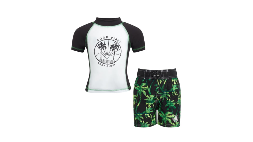 Body Glove Toddler Boys Rash Guard &amp; Swim Shorts Set - Green Palm D27F1DF2, 4T, Green Palm, 8509BGS29-B-4T