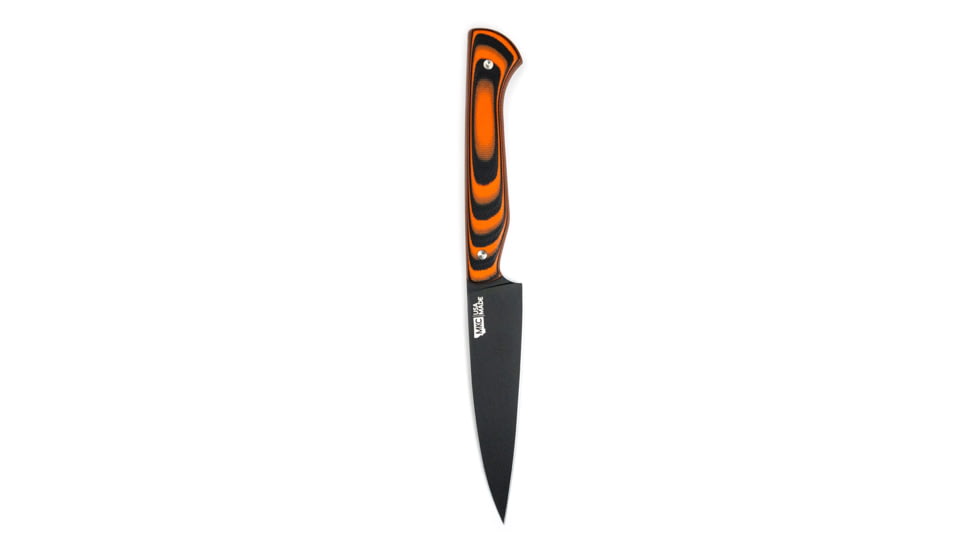 Montana Knife Company Cutbank Paring Knife Fixed Blade Knives, 4.125 inch, Magnacut Stainless Steel, Fixed Blade, G10 Handle, Orange/Black, 8.5 inch, MKC-000835
