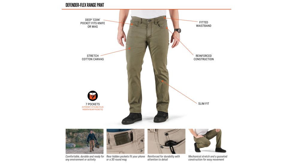 5.11 Tactical Defender-flex Range Pant, Ranger Green - 74517-186-36-34