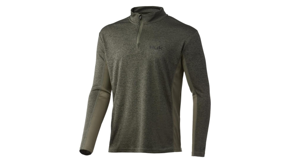 HUK Performance Fishing Huk Coldfront 1/4 Zip Long Sleeve Shirt Heather Moss 2XL 2810DED8, ATH1200529318S