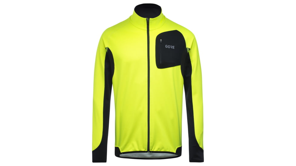 GOREWEAR Mens R3 Partial WINDSTOPPERR Running Shirt in Neon Yellow/Black XS Slim fit Windproof F3929581, 100287-0899-S
