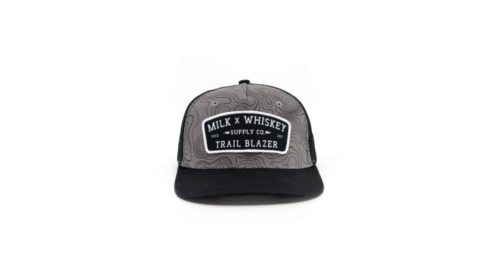 Milk X Whiskey Trailblazer Topo Flat Brim Hat 507BC495, Black/Grey, mxwhmttbg