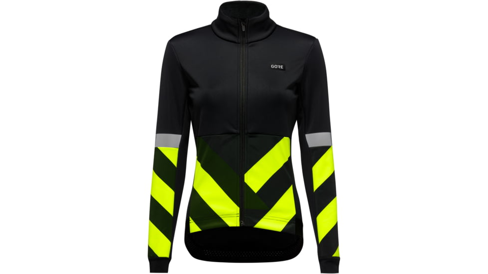 GOREWEAR Tempest Signal Cycling Jacket Womens in Black/Neon Yellow XS 0-2 Slim fit Windproof 093B1AAB, 101008-9908-36