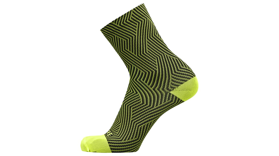 GOREWEAR C3 Mid Socks in Neon Yellow/Black 6-7.5 Moisture Wicking C7A3889F, 100227-0899-M
