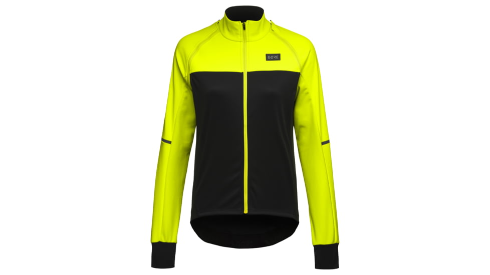 GOREWEAR Phantom Cycling Jacket Womens in Black/Neon Yellow Large 12-14 Slim fit Windproof F64BA622, 100821-9908-42