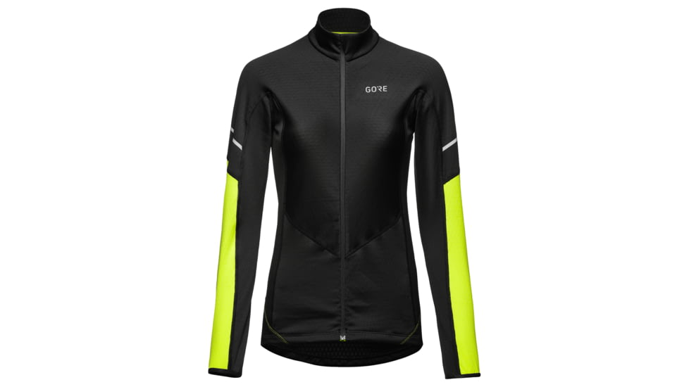 GOREWEAR Womens M Thermo Long Sleeve Zip Running Shirt in Black/Neon Yellow Medium 8-10 Slim fit 7E480A8A, 100533-9908-40