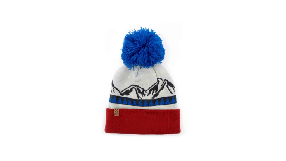 Milk X Whiskey Youth Round Top Peaks Beanie AEE78655, Red, Blue, White, mxwhmrtpbrbw